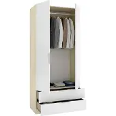 Dmora Montclare - Kleiderschrank 2 Türen, 51x204h cm Weiß, Garderobe