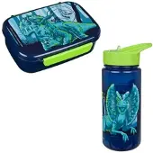 Scooli Lunchbox "mit Trinkflasche", Kinder, Gr. B/H/L: 13,5cm x 6cm x 18cm, blau (jurrasic word), Kunststoff, Lebensmittelaufbewahrungsbehälter Lunchbox