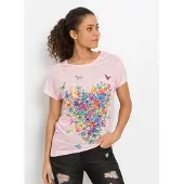 Bonprix T-Shirt toller Materialmix, überschnittene Schultern, hinten länger