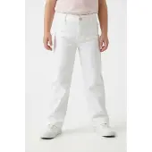 Kids Only Weite Jeans "KOGSYLVIE CLEAN WIDE LEG WHITE PIM NOOS", Mädchen, Gr. 116, N-Gr, weiß, Denim/Jeans, Obermaterial: 69% Baumwolle, 29% Polyester, 2% Elasthan, unifarben, Jeans Weite Jeans