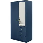 Masseno Drehtürenschrank GALIO 100/200/57,5 cm 2-türig mit Spiegel Blau