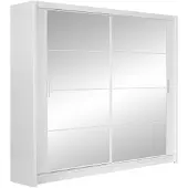 Masseno Schiebetürenschrank KAYN 203/215/61 cm 2-türig mit Spiegel Weiß