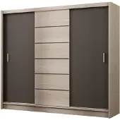 Masseno Schiebetürenschrank NIDALE 250/215/61 cm 3-türig Sonoma Eiche