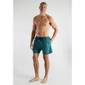 Bugatti Badeshorts , Herren, Gr. 5, N-Gr, grün (grün, mittel, uni), Popeline, Obermaterial: 100% Polyester, Badehosen Badeshorts, basic, mit Logo, mit Kordelzug, bequem
