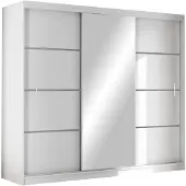 Masseno Schiebetürenschrank NASUS 250/215/61 cm 3-türig mit Spiegel Weiß