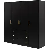 Masseno Drehtürenschrank IRELIA 196/200/57,5 cm 4-türig Schwarz