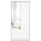 Masseno Drehtürenschrank AKALI 103/213/60 cm 2-türig mit Spiegel Weiß