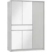 Masseno Schiebetürenschrank RUMBLE 151/217/65 cm 2-türig mit Spiegel Weiß