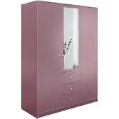 Masseno Drehtürenschrank GALIO 149/200/57,5 cm 3-türig mit Spiegel Violett