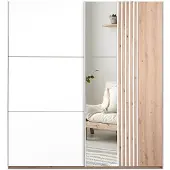 Masseno Schiebetürenschrank ATROX 203/215/65 cm 2-türig mit Spiegel Weiß