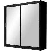 Masseno Schiebetürenschrank NAMI 203/215/61 cm 2-türig mit Spiegel Schwarz
