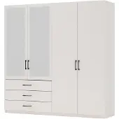 Masseno Drehtürenschrank HECARIM 215/196/60 cm 4-türig mit Spiegel Kaschmir