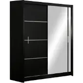 Masseno Schiebetürenschrank NASUS 150/215/61 cm 2-türig mit Spiegel Schwarz