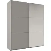 Masseno Schiebetürenschrank ORIANNA 225/244/65 cm 2-türig mit Spiegel Grau