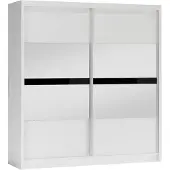 Masseno Schiebetürenschrank RAKAN 203/215/61 cm 2-türig mit Spiegel Weiß