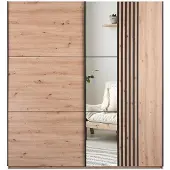 Masseno Schiebetürenschrank ATROX 203/215/65 cm 2-türig mit Spiegel Eiche Artisan