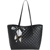 Edibazzar Große, gesteppte Shopper-Tasche für Damen, schwarz, modische Schultertasche