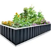 Sonstiges Hochbeet Metall 258x90x30cm verzinkt Pflanzkübel Gartenbeet Grau
