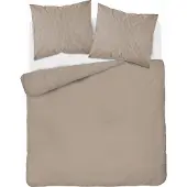 Detexpol Satin Bettwäsche 160x200 glatt mit Premium Streifen, Dunkelbeige Taupe