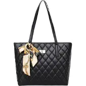 Edibazzar Schwarze, gesteppte Tote Bag für Damen, groß, geräumig, elegant
