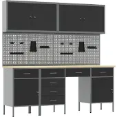 vidaXL Werkbank mit Speicher 10 pcs Schwarz Ingenieure Holz und Stahl