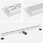 Syfax Duschabfluss mit Liniendesign Silber 100 cm Edelstahl 304