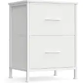 Songmics Kommode, Schrank, 2 Stoffschubladen, für Schlafzimmer, Flur, Wohnzimmer, weiß