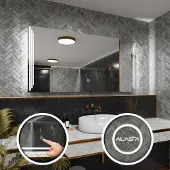 Alasta Rechteckiger Badezimmerspiegel mit LED-Beleuchtung und Touchschalter - Praga - 120 x 90cm