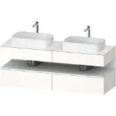 Duravit Collection One Konsolenwaschtischunterbau, 2 Auszüge, 2 Schubkästen, 2 Ausschnitte, 1600x550x600mm, Nische Weiß Matt, QA4779018220010, Farbe: Weiß Hochglanz/mit Nischenbeleuchtung
