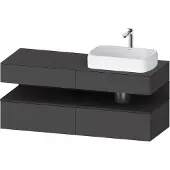 Duravit Qatego Konsolenwaschtischunterbau, 2 Auszüge, 2 Schubkästen, Ausschnitt rechts, 1400x550x6