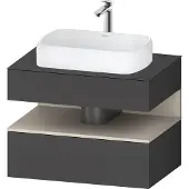 Duravit Qatego Konsolenwaschtischunterbau, 1 Auszug, 1 Schubkasten, Ausschnitt mittig, 800x550x600mm