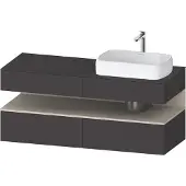 Duravit Qatego Konsolenwaschtischunterbau, 2 Auszüge, 2 Schubkästen, Ausschnitt rechts, 1400x550x6