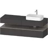 Duravit Qatego Konsolenwaschtischunterbau, 2 Auszüge, 2 Schubkästen, Ausschnitt rechts, 1600x550x6