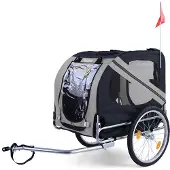 Carparts Fahrrad-Hundeanhänger bis 40 kg, Grau / Schwarz