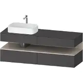 Duravit Qatego Konsolenwaschtischunterbau, 2 Auszüge, 2 Schubkästen, Ausschnitt links, 1600x550x60