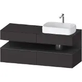 Duravit Qatego Konsolenwaschtischunterbau, 2 Auszüge, 2 Schubkästen, Ausschnitt rechts, 1400x550x6