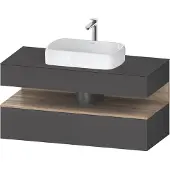 Duravit Qatego Konsolenwaschtischunterbau, 1 Auszug, 1 Schubkasten, Ausschnitt mittig, 1200x550x600m