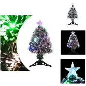 vidaXL Weihnachtsbaum mit Beleuchtung Grün und Weiß 64cm Glasfaser - Weihnachtsbäume