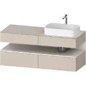 Duravit Qatego Konsolenwaschtischunterbau, 2 Auszüge, 2 Schubkästen, Ausschnitt rechts, 1400x550x6