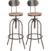 BellaFurn 2er-Set Industrie-Barhocker – Hochhocker – Höhenverstellbar und stabiles Design