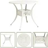 The Living Store Gartentisch Weiß 90x90x74 cm Aluminiumguss