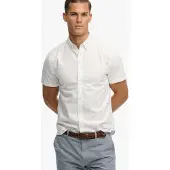 Superdry für Herren. M4011101A Preppy Oxford Hemd weiß (S), Lässig, Baumwolle, Klassisch, Kurzarm