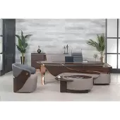 AEA Bürotisch Büromöbel Modern Komplettbüro Schreibtisch Set 4tlg Holz Braun Büro
