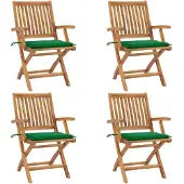 The Living Store Klappbare Gartenstühle mit Kissen 4 Stk. Massivholz Teak