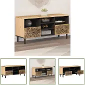 The Living Store TV-Schrank 100x33x46 cm Massivholz Mango