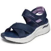 SKECHERS Sandale "ARCH FIT 2.0 SANDAL", Damen, Gr. 38, blau (navy, lila), Textil, kontrastfarbene Details, Schuhe Sandale, Freizeitschuh, Trekkingschuh mit Arch Fit