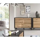 Feldmann-Wohnen Kommode Diamond Sideboard 103,5cm Evoke Oak schwarz