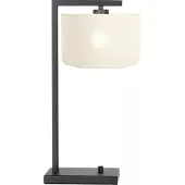 Steinhauer Schlanke Tischlampe Stanger Schwarz mit gebrochenem Weiß