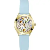 GUESS Quarzuhr "MINI WONDERLUST", blau (hellblau, weiß), Armbanduhren, Damen, goldfarben, Quarzuhr, Armbanduhr, Damenuhr