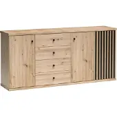 Kondela Dreitürige Kommode mit Schubladen Koli C-20 – Artisan-Eiche / Schwarz